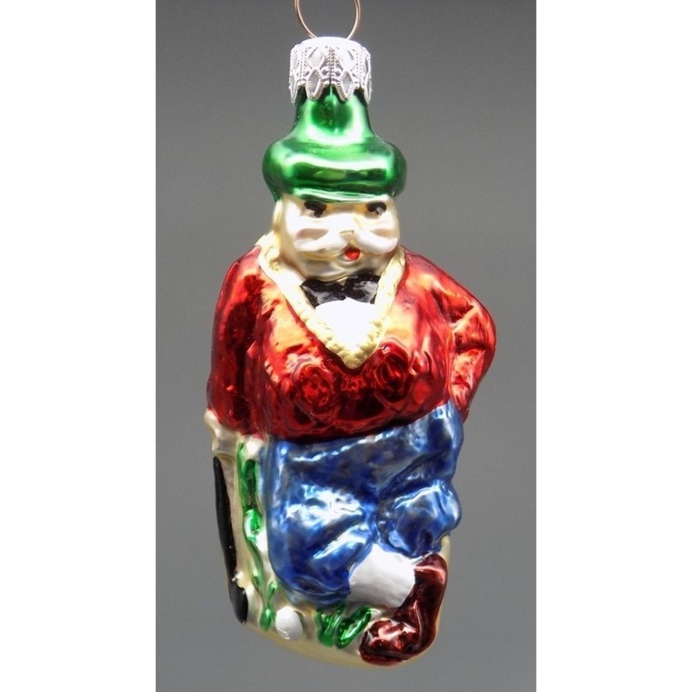 Vintage Golfer Blown Glass Ornament West Germany Mustache Pre 1989 3.75 Inches